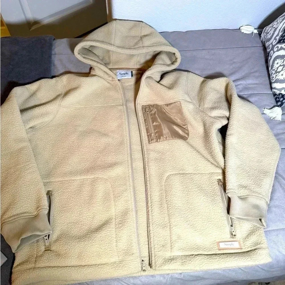 Simple men’s hooded heavy weight fleece barn chore jacket sz xl